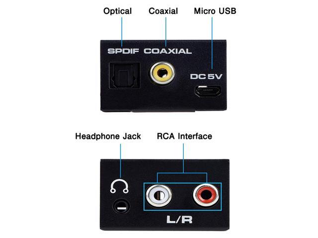 Digital to Analog Audio Converter, Optical SPDIF Toslink Coaxial to Analog Stereo L/R and 3.5mm Jack DAC Converter with Optical &Coaxial Cable and...