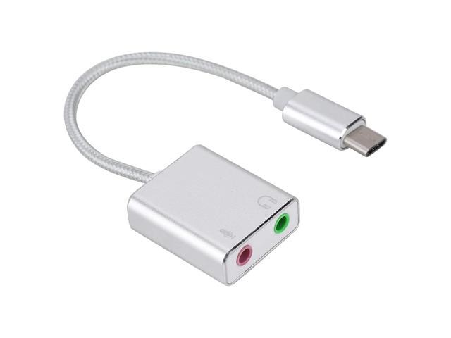 External Sound Card, Aluminum Alloy Type C External Stereo Sound Card Audio Adapter 3.5mm for Mobile Phone Computer Live Sound Card for Singing.