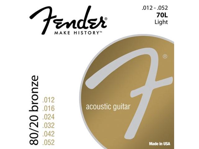 Fender 70L 0730070403 80/20 Bronze Ball End Acoustic Guitar Strings, 12-52