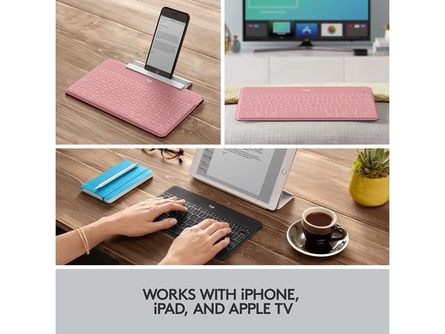 Logitech Keys-to-Go Super-Slim and Super-Light Bluetooth Keyboard for iPhone, iPad, and Apple TV - Blush Pink