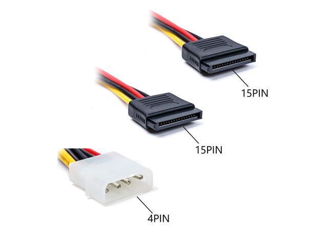 DaFuRui 5pcs 4 Pin Molex to 2×15 Pin SATA Power Y-Cable Adapter for IDE 8 Inches