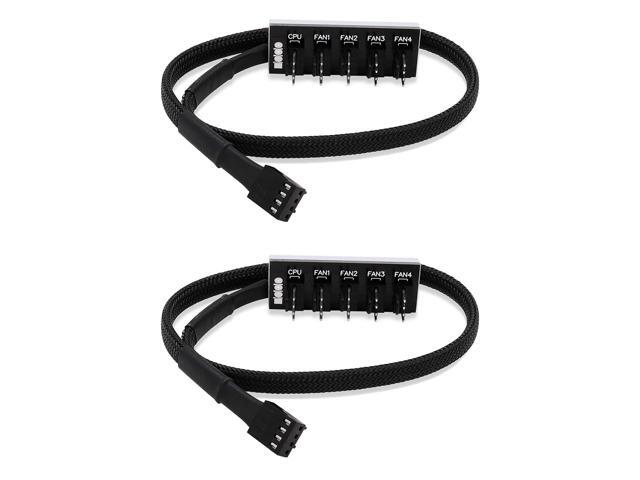 (2 Pack) 4-Pin PWM PC Case Fan Hub Power Supply Cable 1 to 5 Way Splitter PC Motherboard Fan Power Extension Cable Cord for ATX Computer Case 4-Pin.