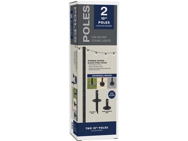 Excello Global Products - Bistro String Light Pole - 2 Pack - Extends to 10 Feet - Universal Mounting Options