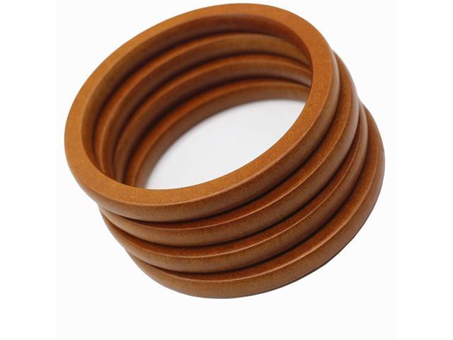 4Pcs Wooden Round Shaped Handles Replacement For Handmade Bag Handbags Purse Handles (Light Brown) (690127574258 Hardware Hardware Accessories Cabinet Hardware) photo