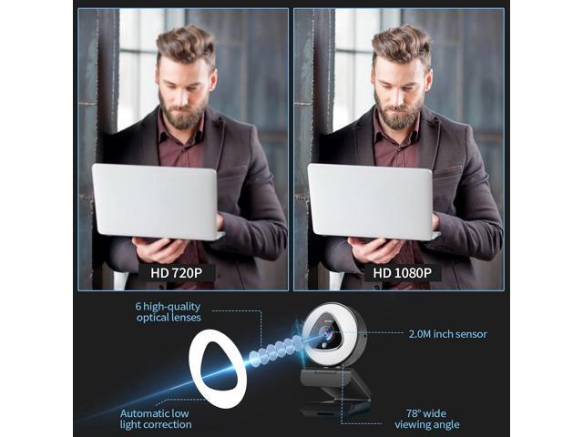 Zell Streaming Webcam With Ring Light - 1080P Autofocus Computer Camera With Microphone Adjustable Brightness Digital Zoom Webcams For Xbox Twitch...