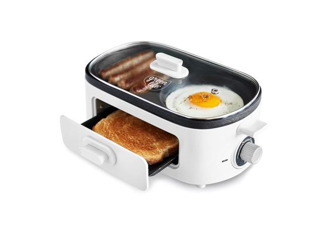 Photos - Toaster Zell 3In1 Breakfast Maker Station, Healthy Ceramic Nonstick Dual Griddles