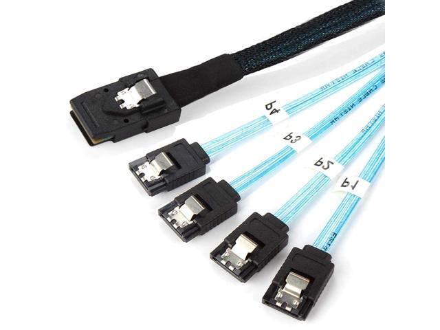 Zell Mini Sas To 4 Sata Cable, 36 Pin Sff 8087 Host/Controller To 7 Pin Sata Target/Backplane, Compatible With Perc H310, Raid Controller 3Feet(2.