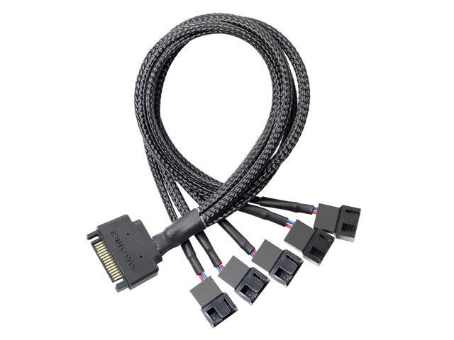 Zell Sata Cooler Fan Adapter Cable15 Pin Sata To 5 X 3 Pin / 4 Pin Fan Splitter Cable,15 Pin Male Sata To 3 Pin Or 4 Pin Computer Pc Case Fan Y...