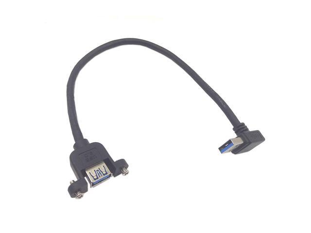 Zell Panel- Mount Usb 3.0 Extension Cable, Haokiang 1 Ft/30Cm 90 Degree Right Angle Usb 3.0 Type A Male To Type A Female With Screw Hole Panel...