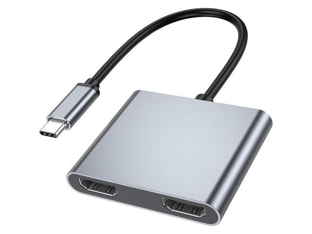 Zell Usb C To Dual Hdmi Adapter,Type C To Hdmi Converter,Usb-C To Dual Monitors Adapter Support 4K@60Hz 4K@30Hz For Macbook Pro Air.