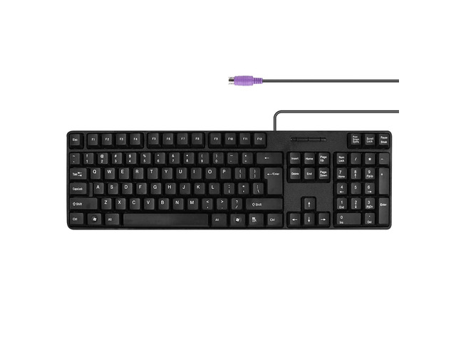 Zell Mcsaite Wired Ps2 104 Keys Computer Keyboard With Stands,Black,Waterproof - Us Layout Compatible For Windows, Pc, Laptop
