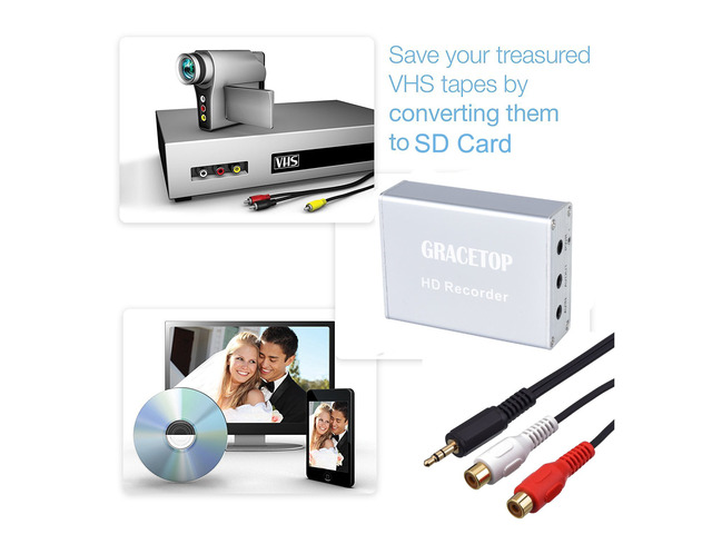 FPV Mini DVR with SD Card Reader, SD Card Real-time Digital Video Recorder for FPV Camera Hi8 Camcorder DVD TV Box MPEG-4 CH1