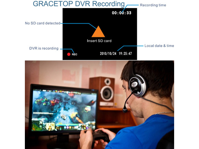 FPV Mini DVR with SD Card Reader, SD Card Real-time Digital Video Recorder for FPV Camera Hi8 Camcorder DVD TV Box MPEG-4 CH1