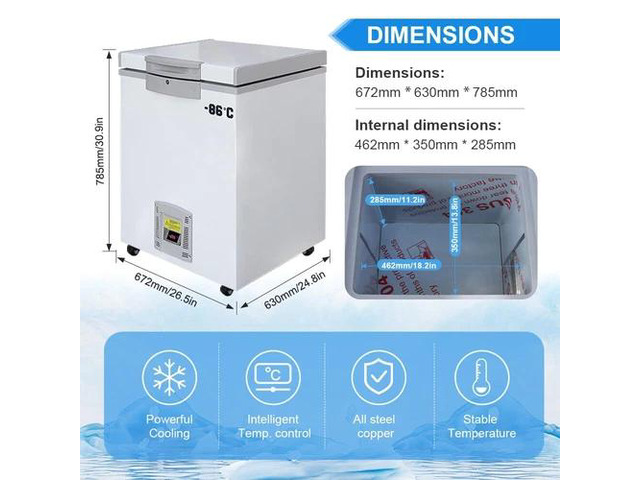 HNZXIB -86 50L 1.8Cu Ft Ultra-Low Freezer ULT Deep Refrigerator Samples Stored Chest