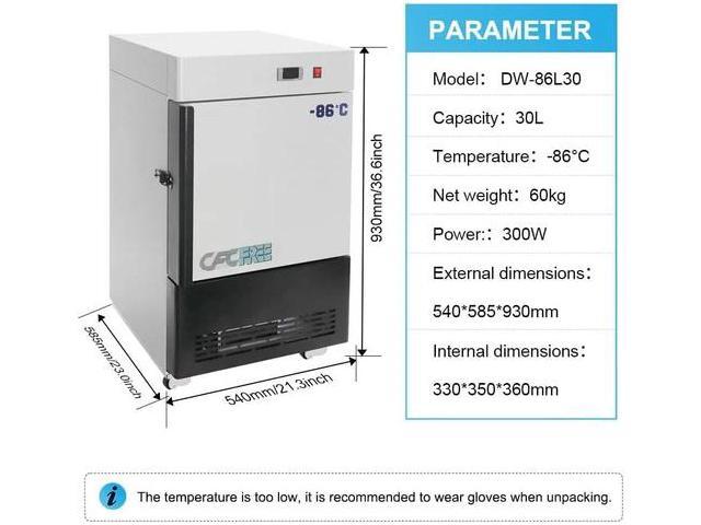 HNZXIB Vertical Ultra Low temperature Freezer -86° (30L), 110V Portable Lab Cryogenic Freezer, Ultra Low Temperature Medical Countertop...