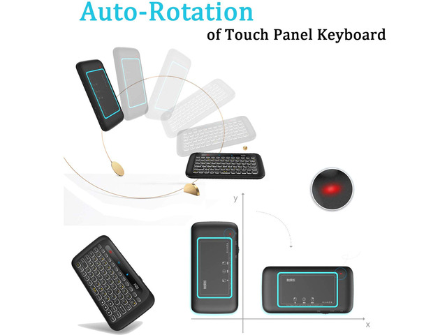 STANSTAR 2.4Ghz H20 Mini Wireless Keyboard and Touchpad Mouse Combo,7 Colors Adjustable, Rechargeable Auto-Rotation of Touch Panel Handheld Remote...