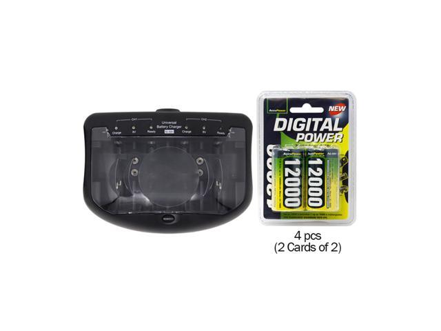 V2299 Universal Smart Charger + 4 D AccuPower NiMH Batteries (12000 mAh)