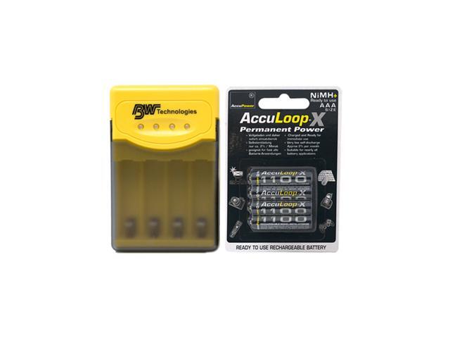 Quest Q2 Smart Charger + 8 AAA AccuPower AccuLoop-X NiMH Batteries (1100 mAh)