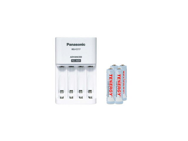Panasonic BQ-CC17 Smart Battery Charger + 4 AAA Tenergy NiMH Rechargeable Batter