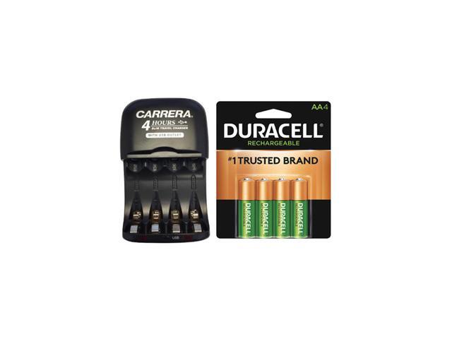 AA / AAA NiMH Smart Slim Travel Charger with USB Plug & 4 x AA Duracell NiMH 2500 mAh Batteries