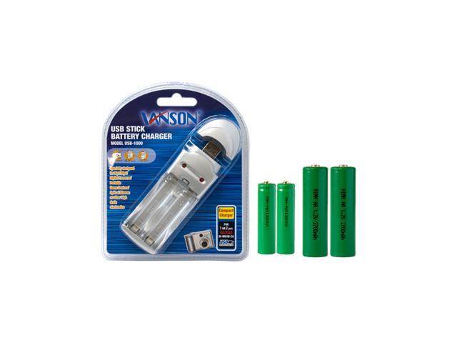 AA / AAA USB Battery Charger + 2 AA (2700 mAh) + 2 AAA (1200 mAh) NiMH Batteries