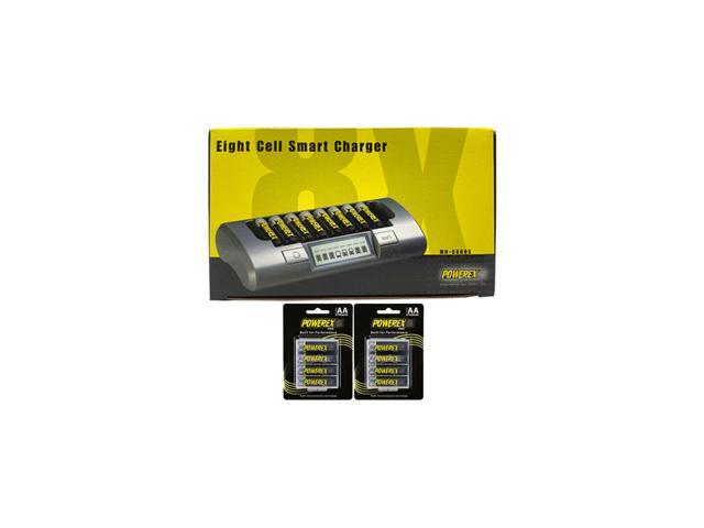 Powerex MH-C800S Eight Slot Smart Charger & 16 AA NiMH Powerex PRO Rechargeable Batteries (2700 mAh) with Battery Case
