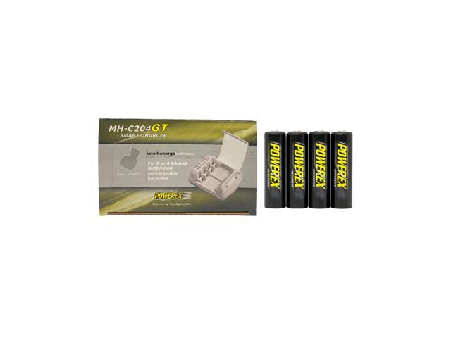 Powerex MH-C204GT AA / AAA Smart Battery Charger & 4 AA NiMH Powerex PRO Rechargeable Batteries (2700 mAh) with Battery Case