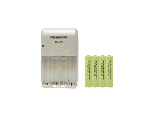Panasonic BQ-390 Smart Battery Charger + 4 AAA NiMH Batteries (900 mAh)