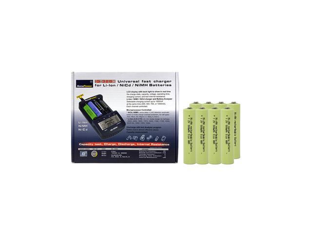 IQ-328 AA / AAA LCD Charger & 8 AAA NiMH Batteries (900 mAh)