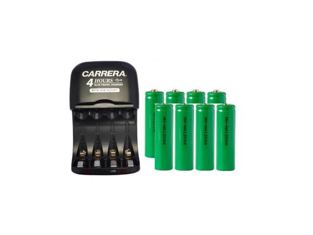 AA / AAA NiMH Smart Slim Travel Charger with USB Plug & 8 x AA NiMH 1200 mAh Batteries