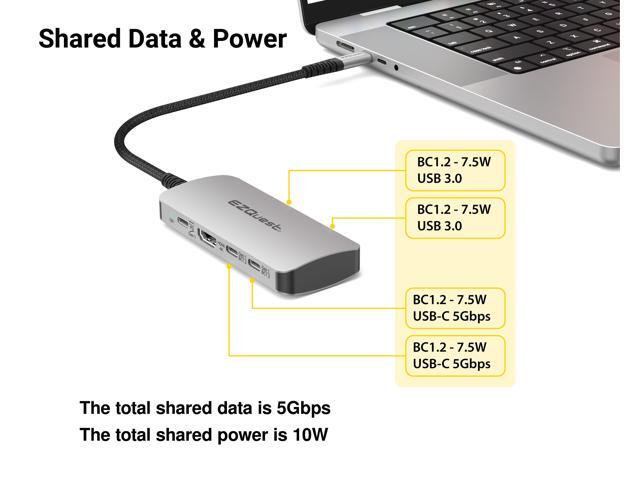 USB-C Multimedia 8-in-1 Hub HDMI 4K, 100 Watts USB-C Power Delivery with (FRS) or 5Gbps Data, 2 x USB-C Ports, 2 x USB-A 3.0 Ports, SD and Micro SD