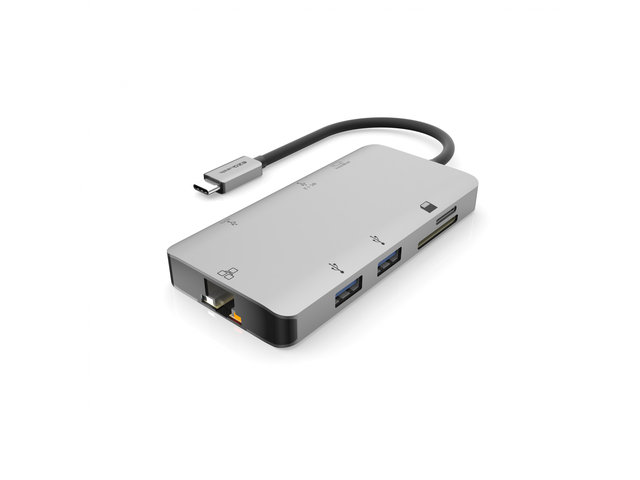 EZQuest USB-C Multimedia Hub Adapter 8 Ports (HDMI 4K 30Hz, 100 Watts USB-C Power Delivery 3.0, Gigabit Ethernet, 3X USB 3.0 Ports with one BC1.2...