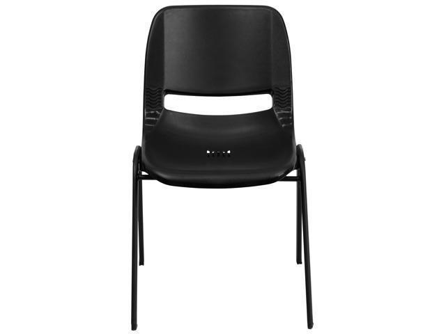 HERCULES Series 440 lb. Capacity Kid's Black Ergonomic Shell Stack Chair with Black Frame and 14' Seat Height