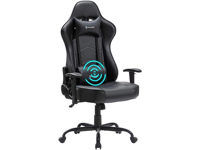 VON RACER Massage Gaming Chair Racing Computer Desk Office Chair Swivel Ergonomic Executive Bonded Leather Chair with Headrest Lumbar Support and.