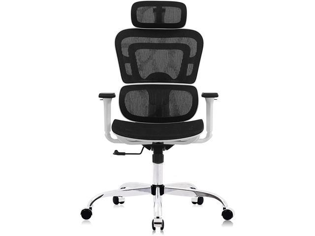 Office Chair, FelixKing Ergonomic Desk Chair with Adjustable Headrest and Sliver Wheels Reclining High Back Mesh Computer Chair (S White)…