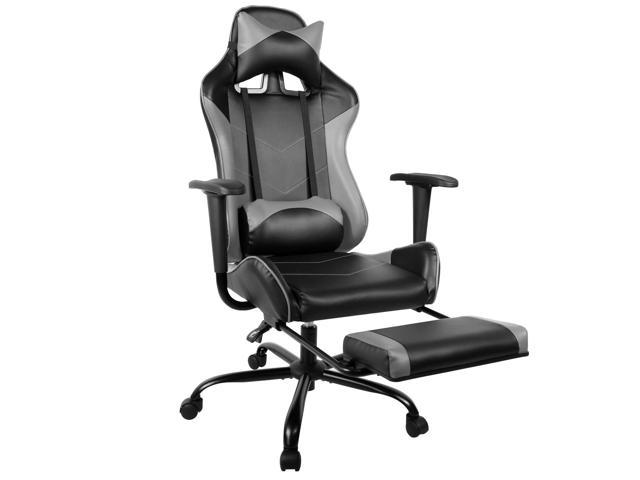 Gaming Chair Pu Racing Chair, High Back Recliner Swivel Office Chair Headrest And Footrest, Lumbar Support Desk Chair, Executive Task Computer.