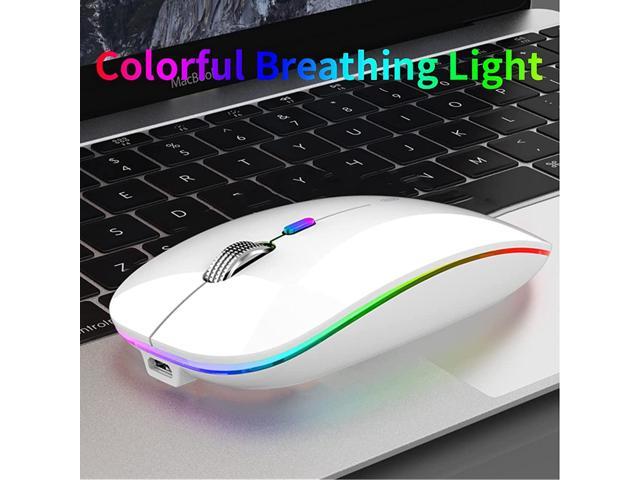 Led Wireless Mouse, G12 Slim Rechargeable Wireless Silent Mouse, 2.4G Portable Usb Optical Wireless Computer Mice With Usb Receiver And Type C.
