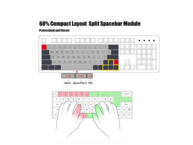 Gk64X Rgb Hotswap Custom Diy Kit For 60% Keyboard With Split Spacebar Module, Pcb Mounting Plate Case (Black, Gk64X)