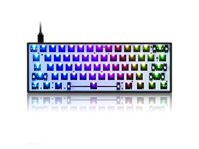 Gk61 Gk61X Pcb Plate Case 60% Keyboard Custom Hot Swappable Rgb Keyboard Diy Kit Wired Tyce-C For 3/5 Pin Switch (Gk61X Black)