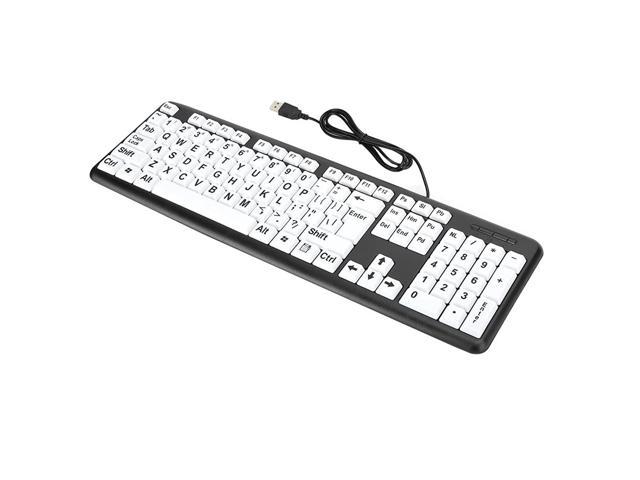 Usb Wired Low Vision Keyboard, Old People Keyboard With White Large Print Keys, Ble Keyboard Suitable For Elderly Visually Impaired And Low Vision.