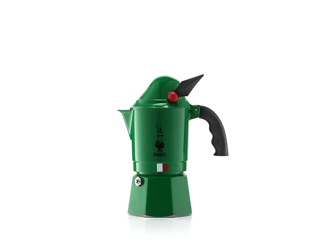 New - Moka Express Alpina: Iconic Stovetop Espresso Maker, Moka Pot 3 Cups (4.3 Oz - 130 Ml), Aluminium, Green