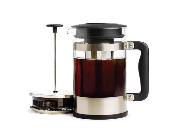 New 2-In-1 French Press Cold Brew One Coffee Maker, Comfort Grip Handle, Durable Glass Carafe, Perfect Size, 6 Cup, Stainless Steel