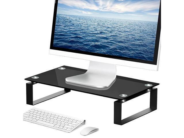Monitor Stand Riser With Dual Metal Frames For Computer Screen, Laptop, Printer, Multi Media Desktop Stand Monitor Riser For Home Office School, Black.