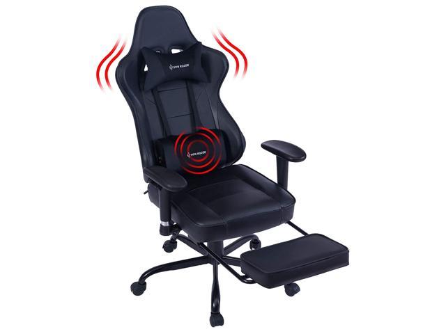 Massage Gaming Chair - High Back Racing Pc Computer Desk Office Chair Swivel Ergonomic Executive Leather Chair With Footrest And Adjustable.