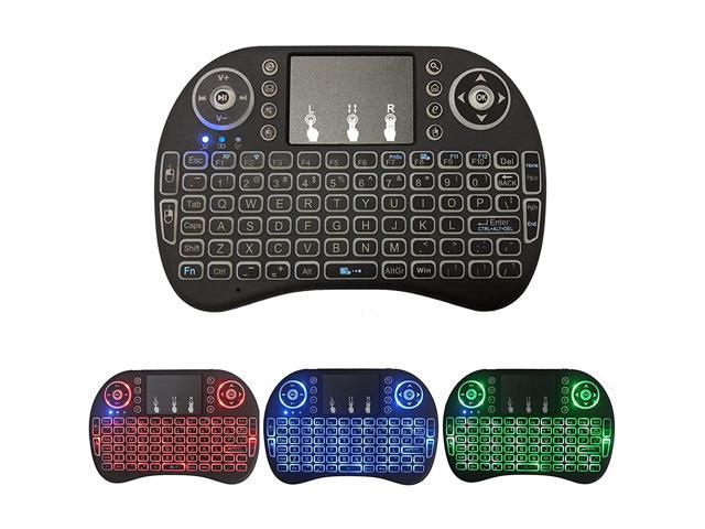 Mini Wireless Multi-Media Keyboard, 3 Color Led Backlit 2.4Ghz With Touchpad Mouse Scroll Button Handheld Remote Control Compatible For Pc/Mac.