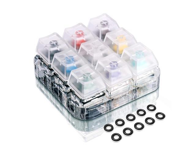 9-Key Gateron Switch Tester, Velocifire Switch Testing Tool for Mechanical Keyboards, with Clear Keycaps and O Rings