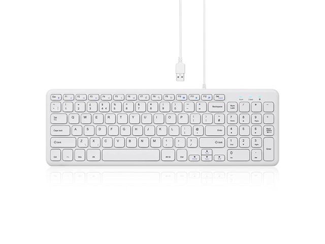 Periboard-213W Wired Quiet Usb Scissor Keyboard - 14.45X4.76X0.70 Inches - Compact Design With Number Pad - White - Us English