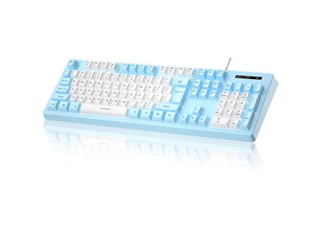 Keyboard Wired, Ergonomic Office Keyboard With Rainbow Led Backlit, Double Colors Keycaps, Anti-Ghosting, Water Resistant Compatible With Imac.