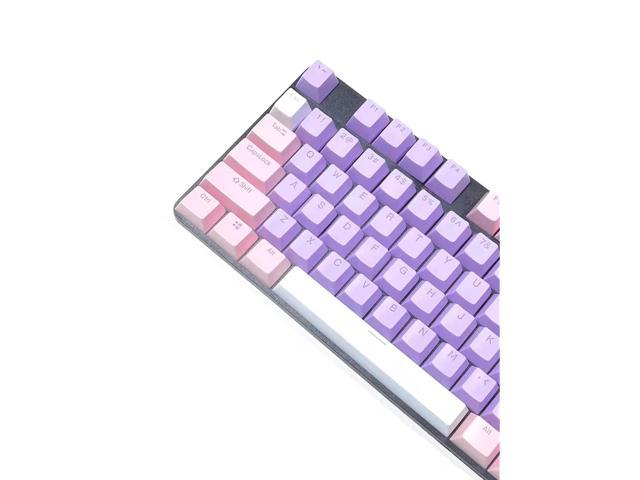61 Pbt Keycaps 60 Percent Backlit Abs Keycaps For Mx Mechanical Keyboard-Oem Profile For 61 87 104 Mechanical Keyboard 104, White+Purple+Pink