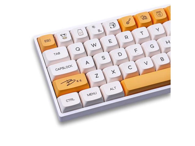 137 Keys Pbt Keycaps Dye-Sub Dsa Profile Minimalist White Honey Milk English Keycap Compatible With 61/64/68/84/87/96/104/108 Mechanical Keyboards